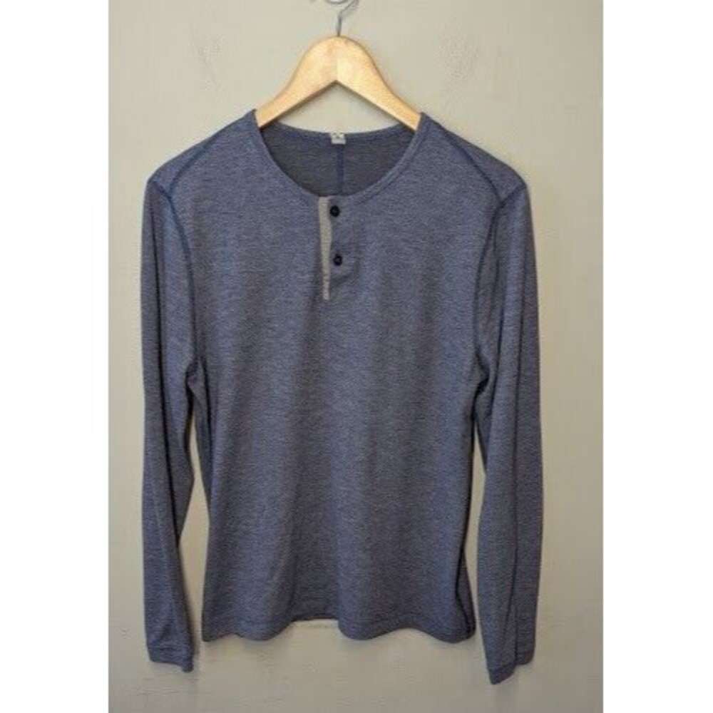 Lululemon Henley Shirt Mens Small Blue Long Sleeve Shirt